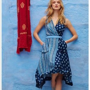 Anthropologie Maeve Eclipsed Blue Paisley Dress